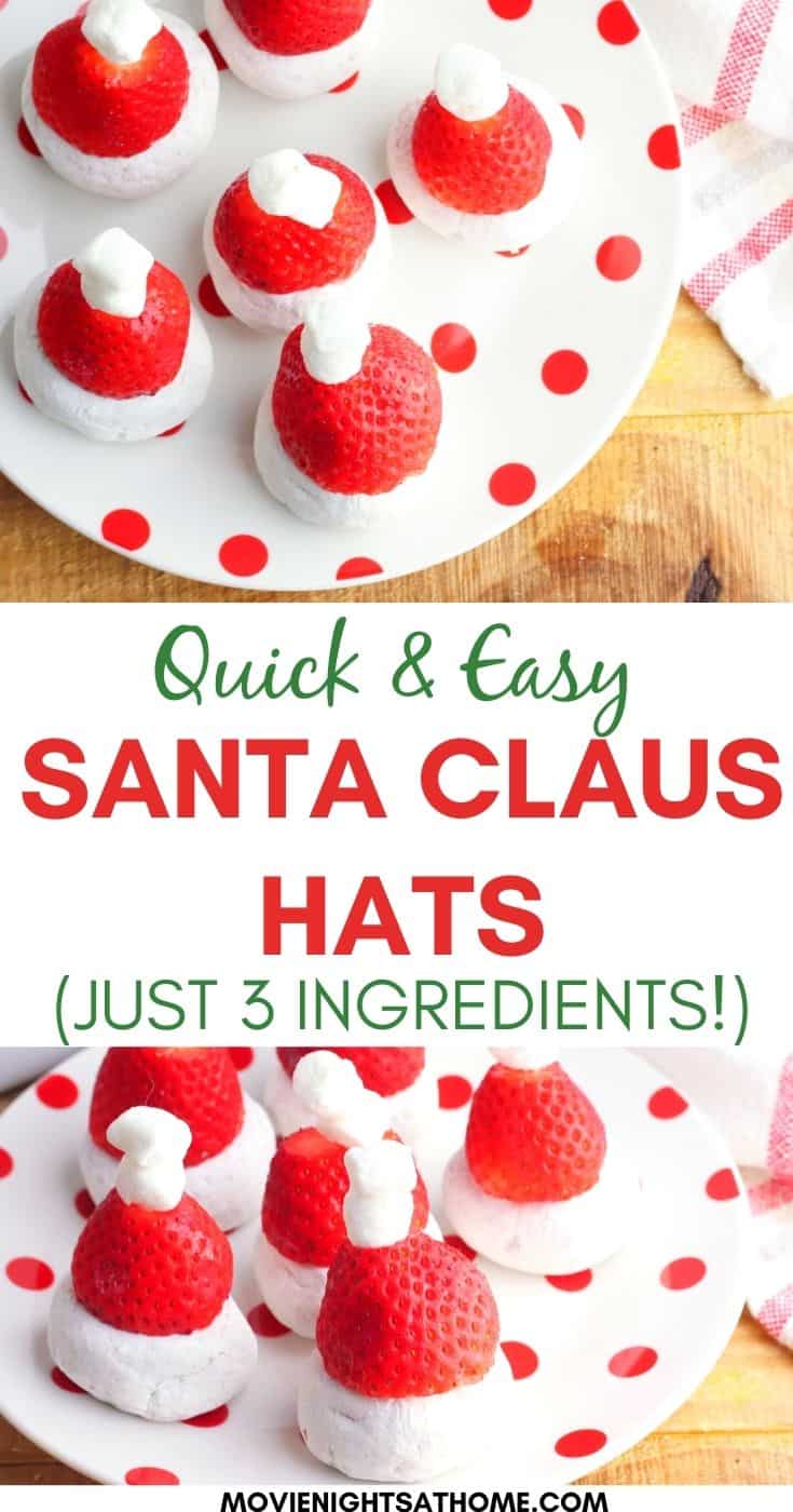 3 Ingredient Strawberry Santa Claus Hats (No Bake!)