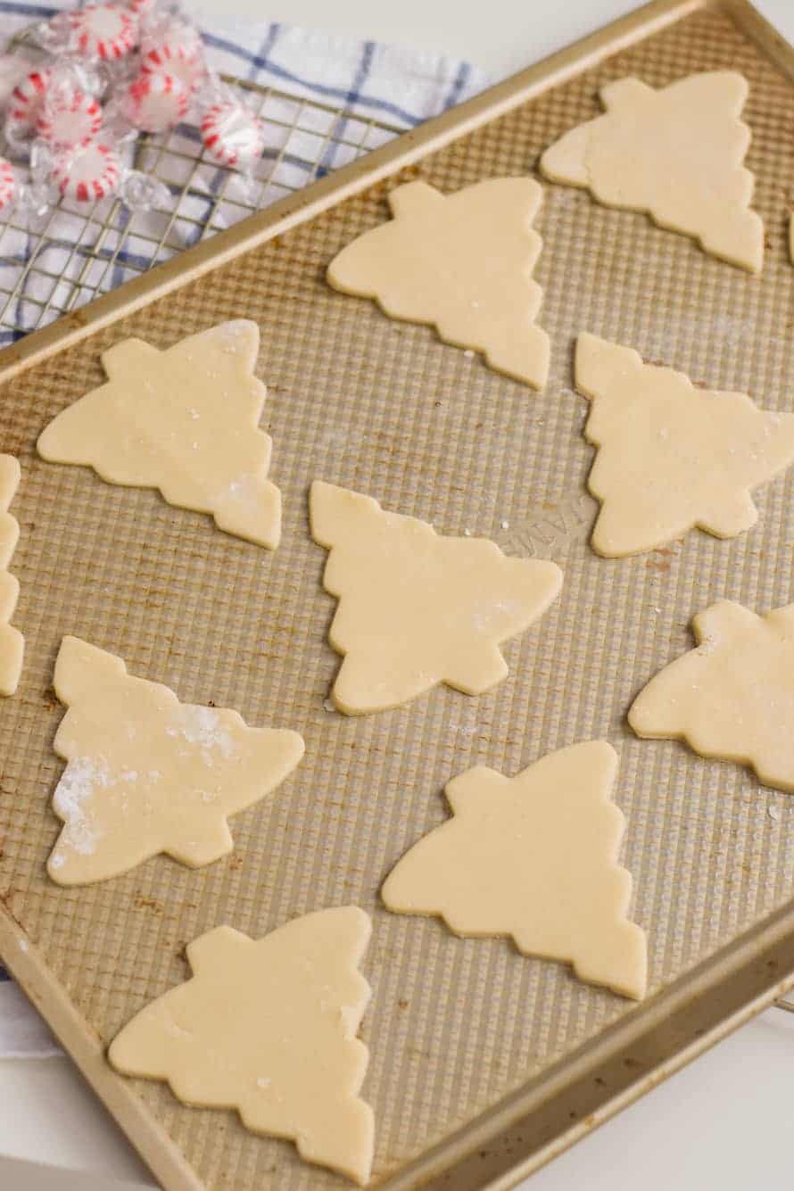 Candy Cane Forest Sugar Cookie Trees without frosting before being baked