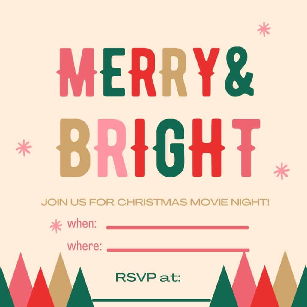 Christmas Movie Night Invitation