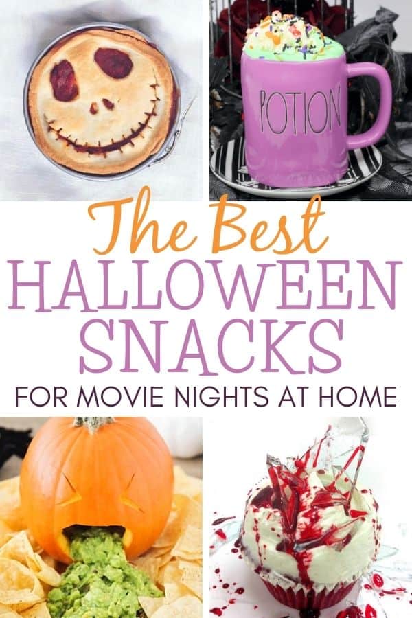 collage of Halloween movie night snacks (1)