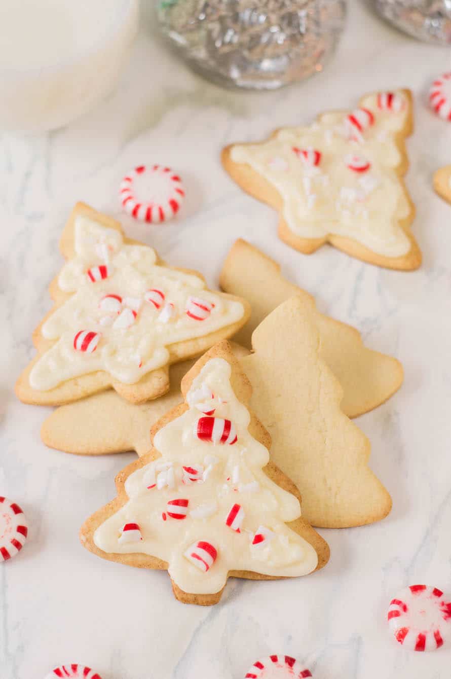 close up of Candy Cane Forest Sugar Cookie Trees