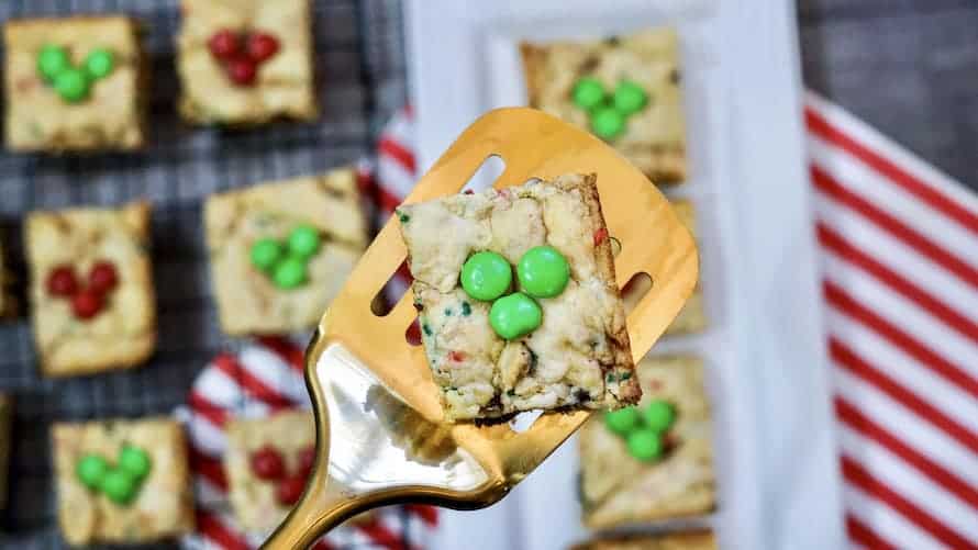one Christmas mickey cookie bar up close
