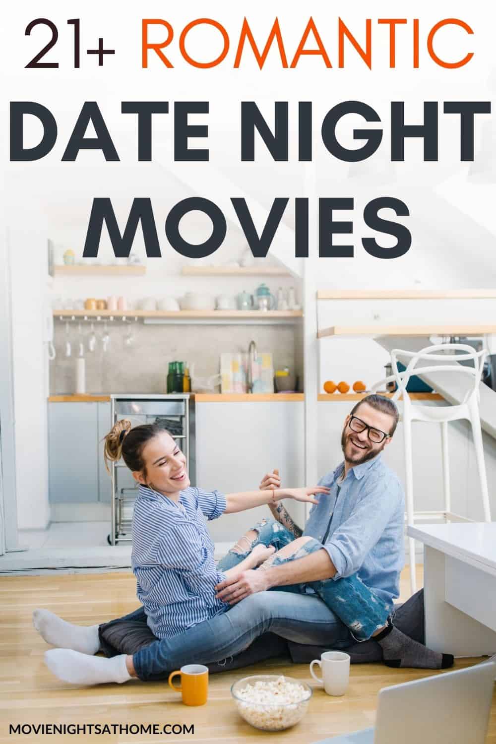 couple looking through the movie date night ideas on their computer