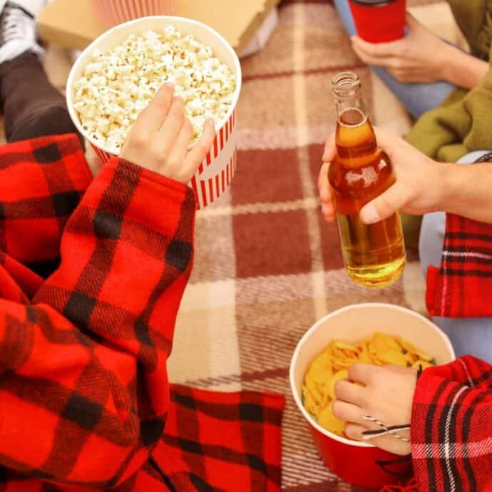 outdoor movie night popcorn and snacks