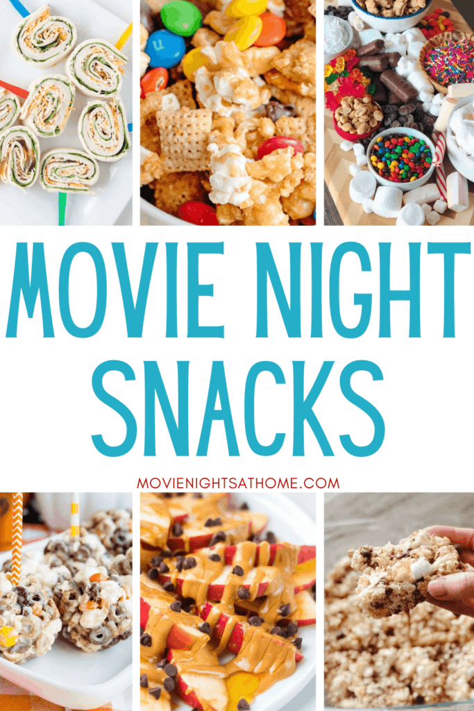 collage of 6 easy movie night snacks