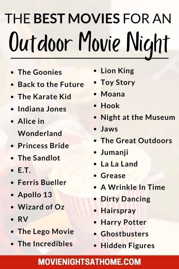 list of movies for an outdoor movie night