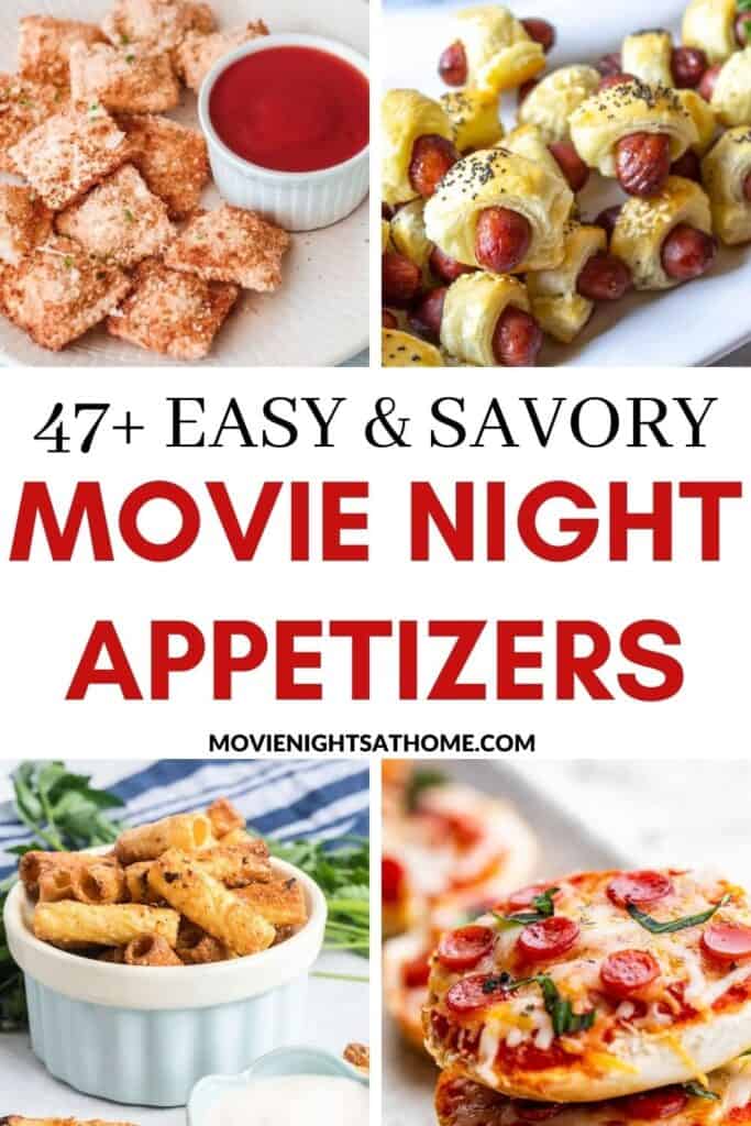 collage of 4 Savory movie night appetizers 