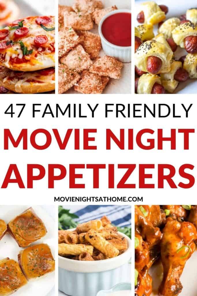 collage of 6 Savory movie night appetizers 