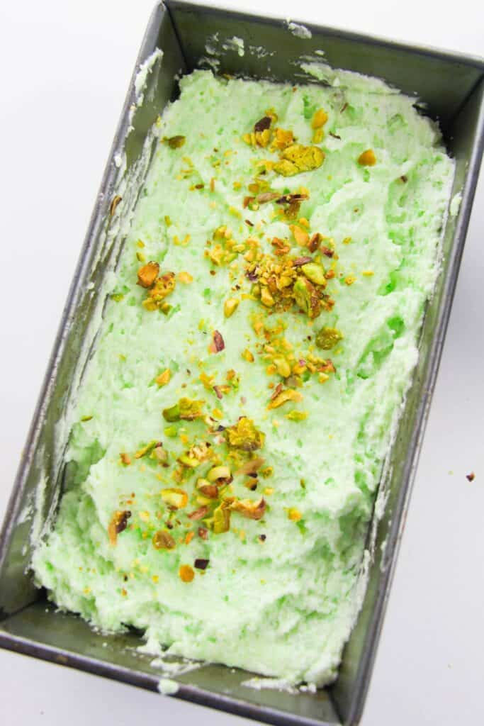 green halloween ice cream in container