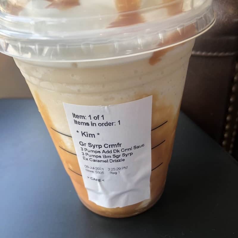 the order label of a starbucks butterbeer recipe