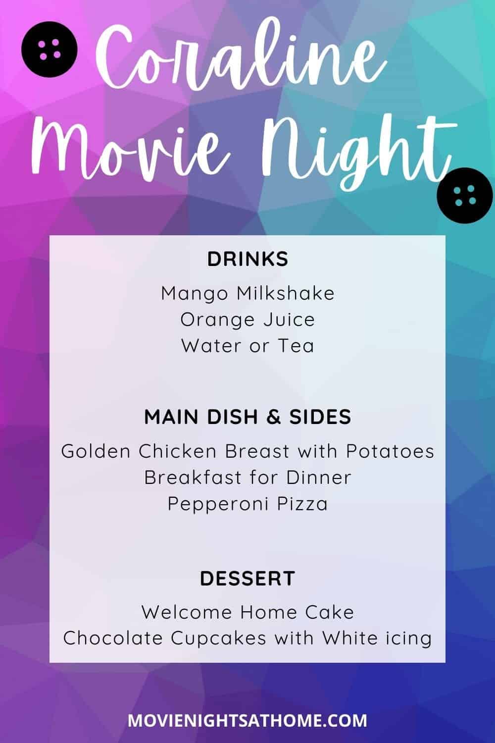 Coraline Movie Night Menu