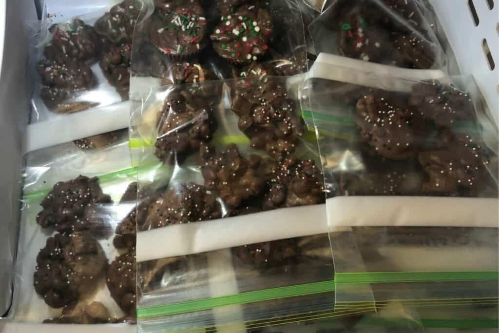candy in ziplock bags to freeze