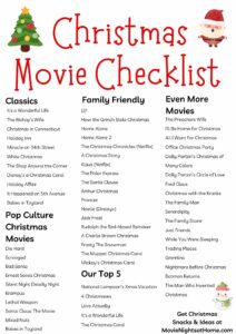 Christmas movies checklist printable