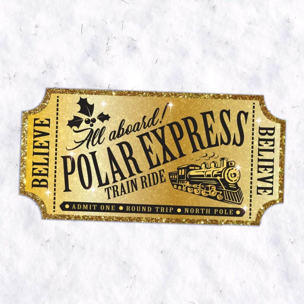 Preview of the Printable Polar Express Ticket on Etsy