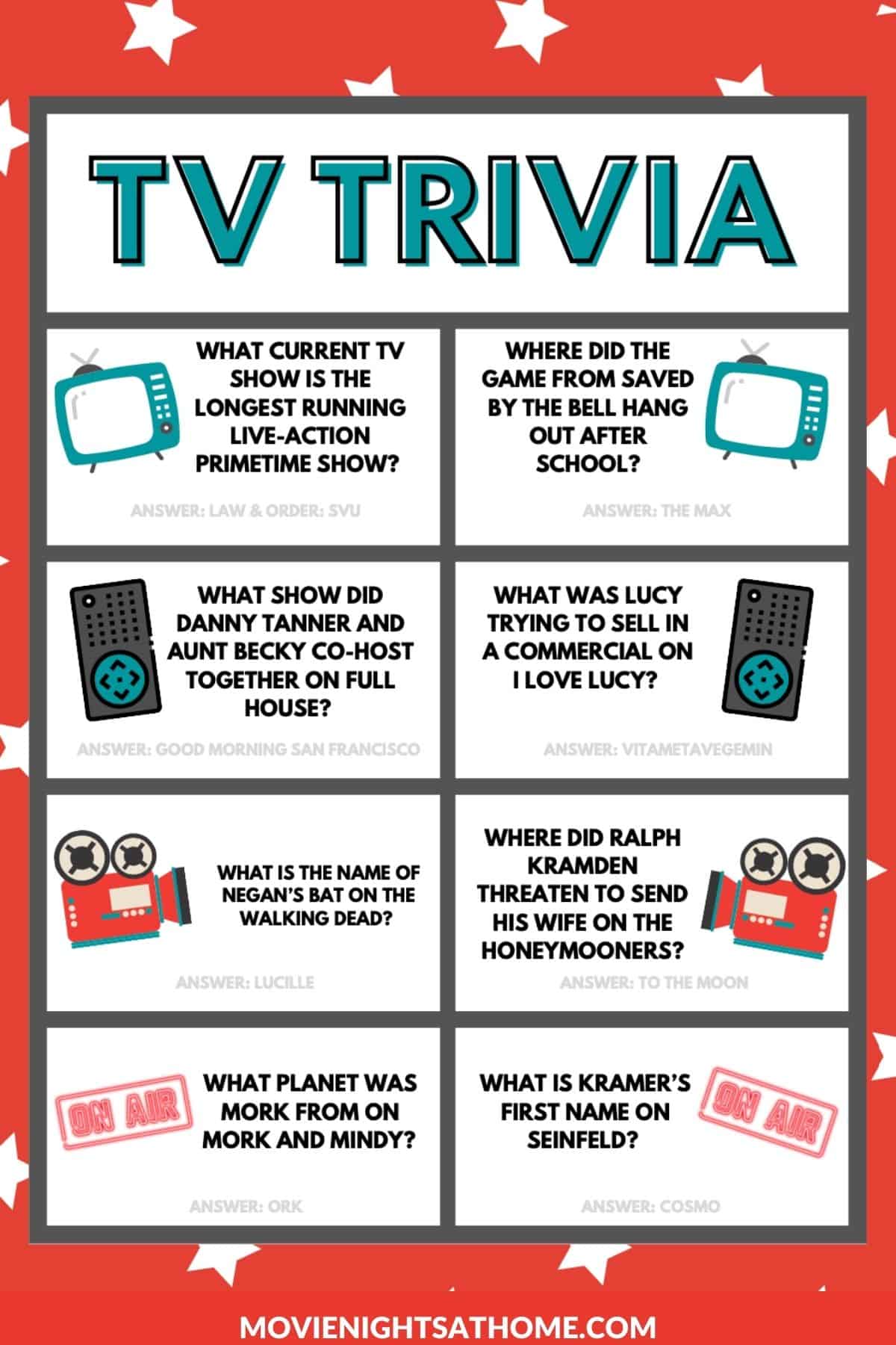 TV Trivia printable sheet preview