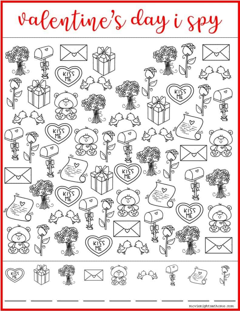 Page 1 of the Valentines Day I Spy Game