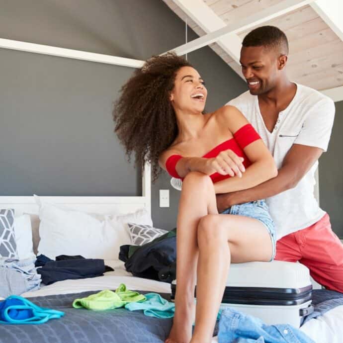 cute black couple at home