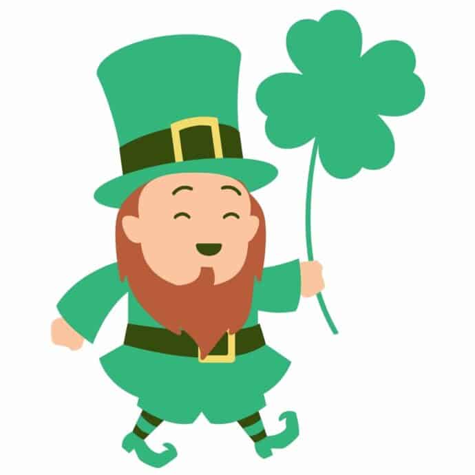 a cartoon leprechaun holding a shamrock