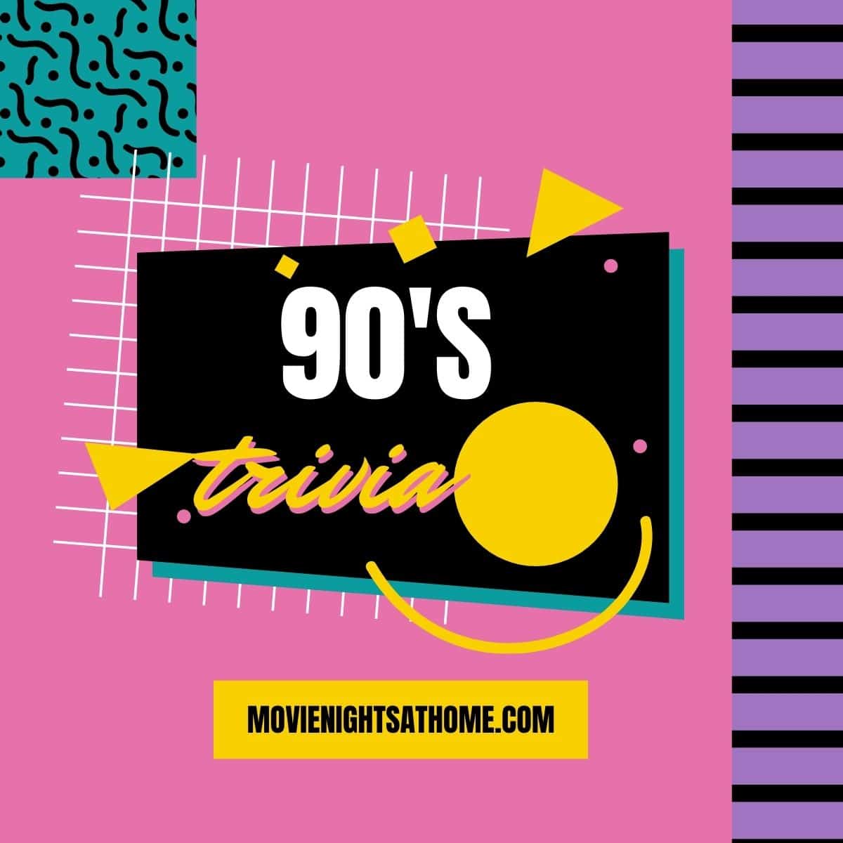 promo of 90's trivia in fun colors