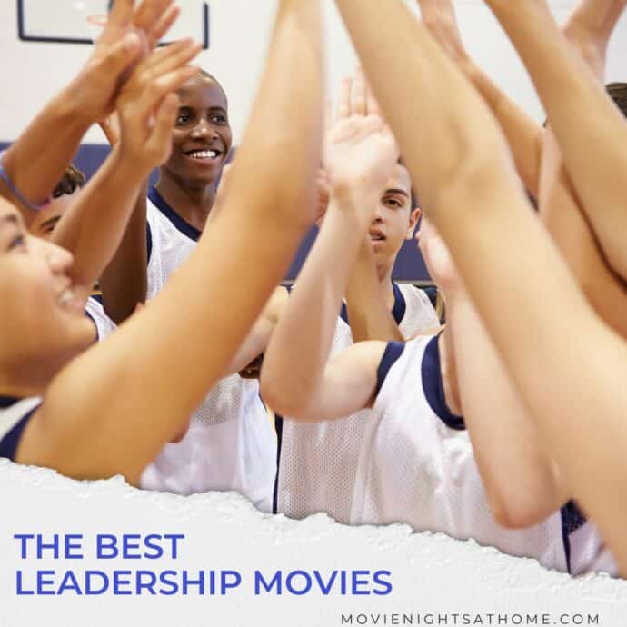 team of teenagers with text overlay best leadership movies