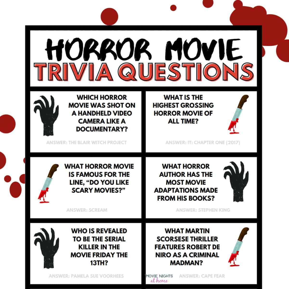 47 Fun Horror Movie Trivia Questions and Answers Printable