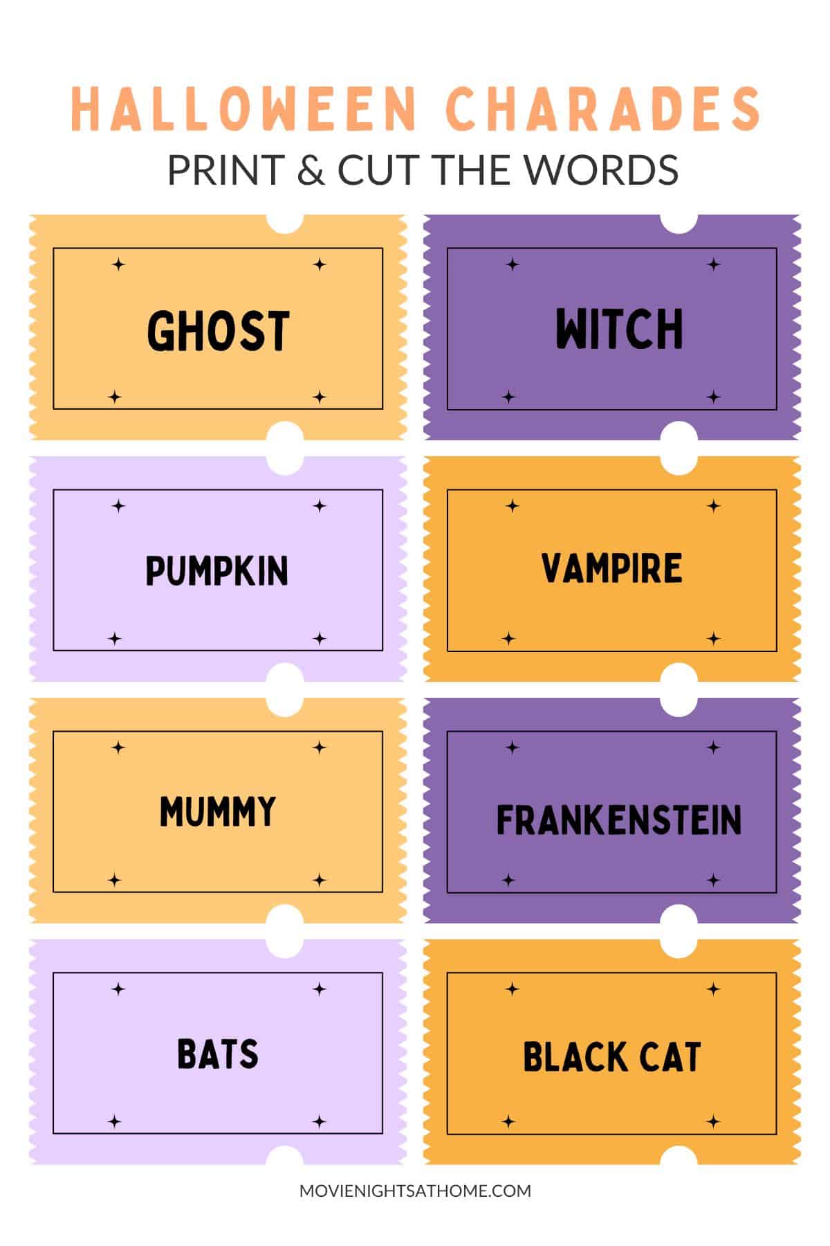 Halloween Word List Printable