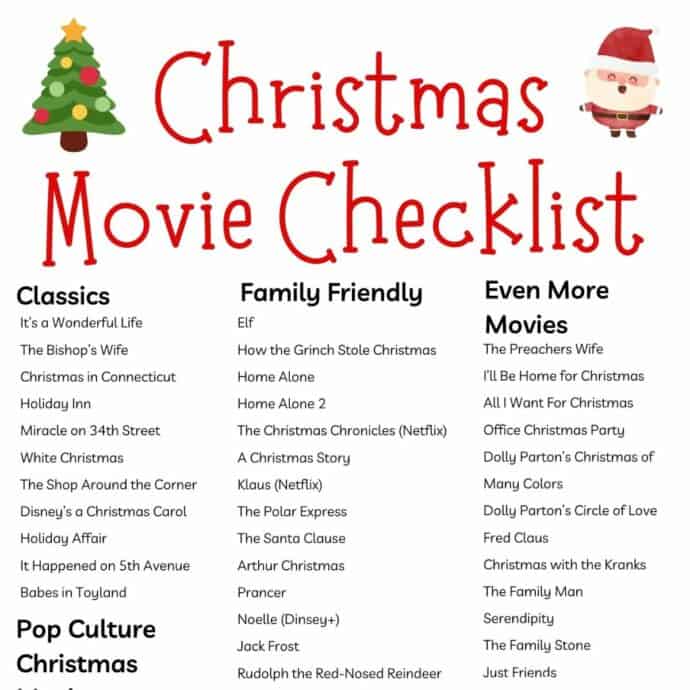 Christmas movie checklist preview