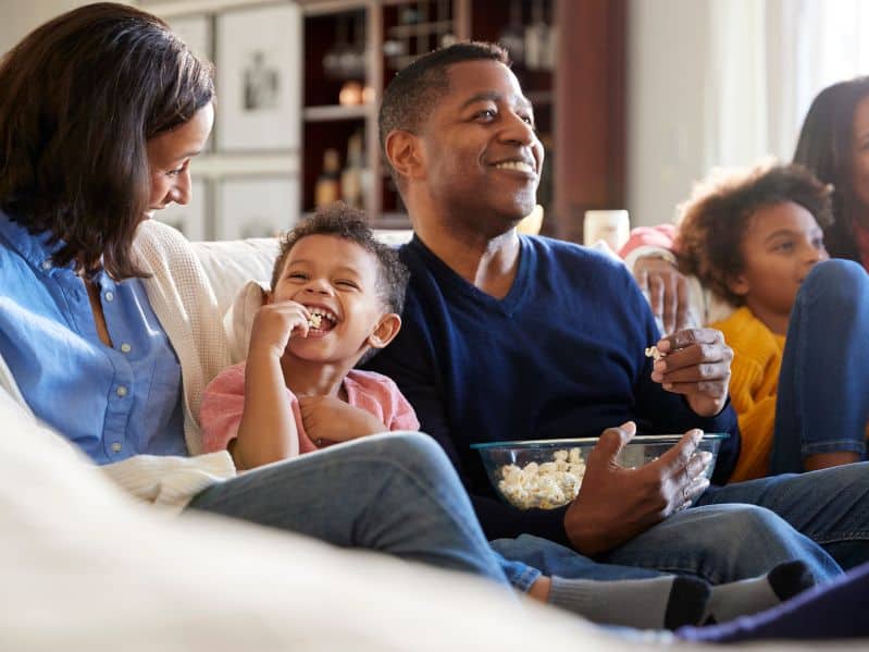 family watching black history movies for kids