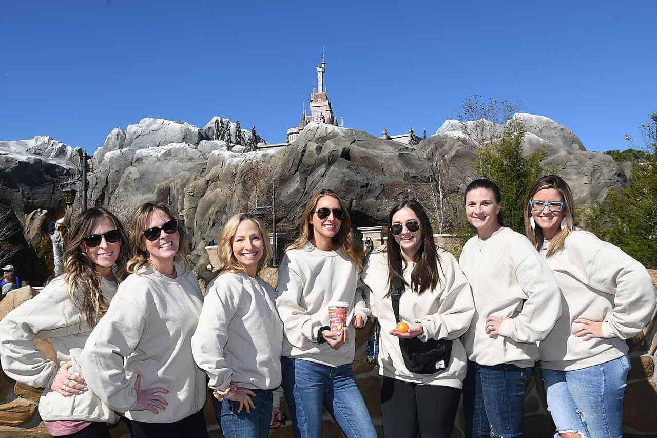 friends outside Beast's Castle