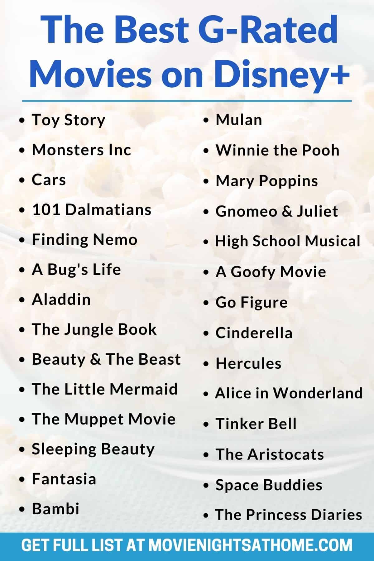 the best g-rated movies on disney plus - list of a few of the movies