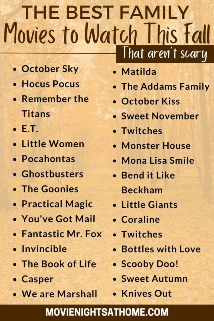 list of Family Movies to Watch in October