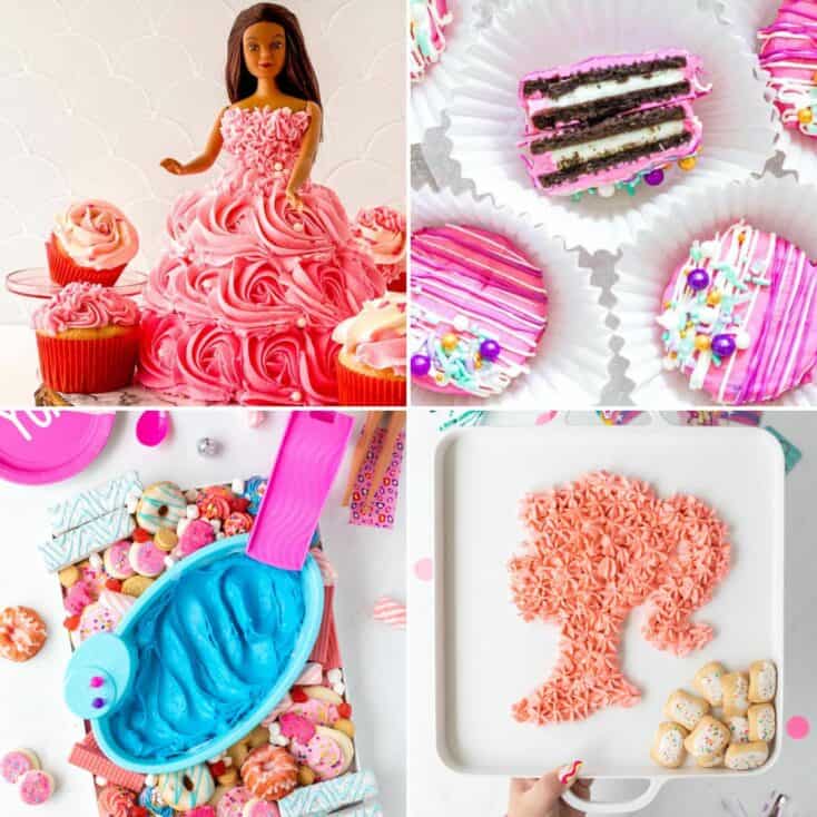 barbie movie night snacks collage