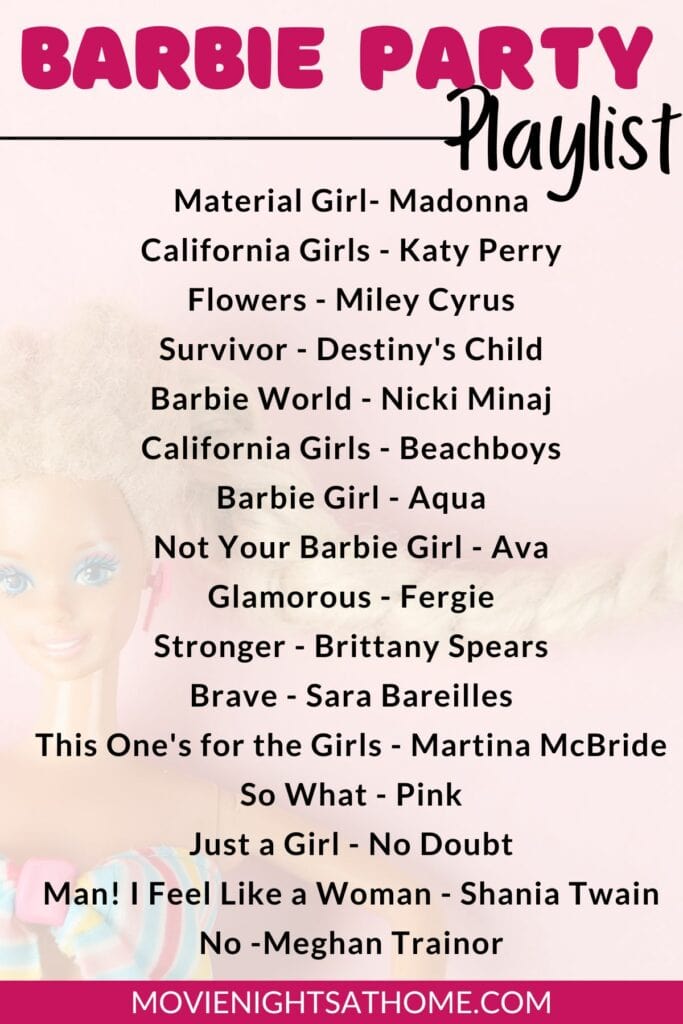 barbie party playlist list of songs