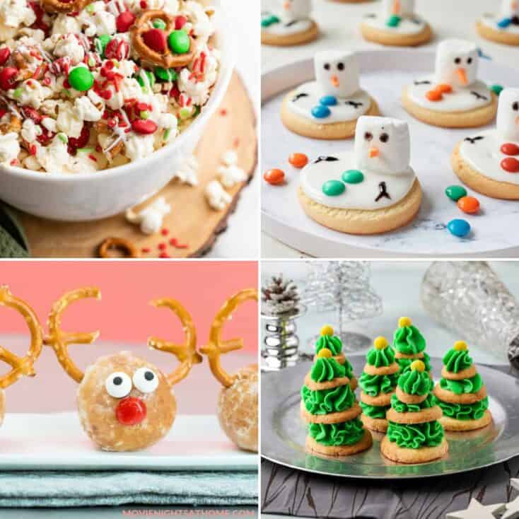 Christmas movie snacks collage of 4 images