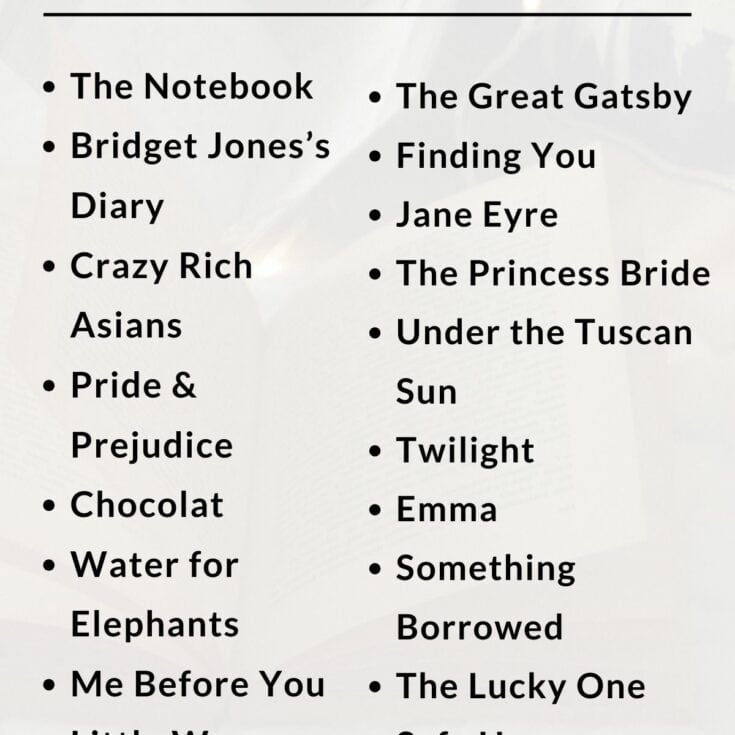 list of Romantic Movies Based on Books
