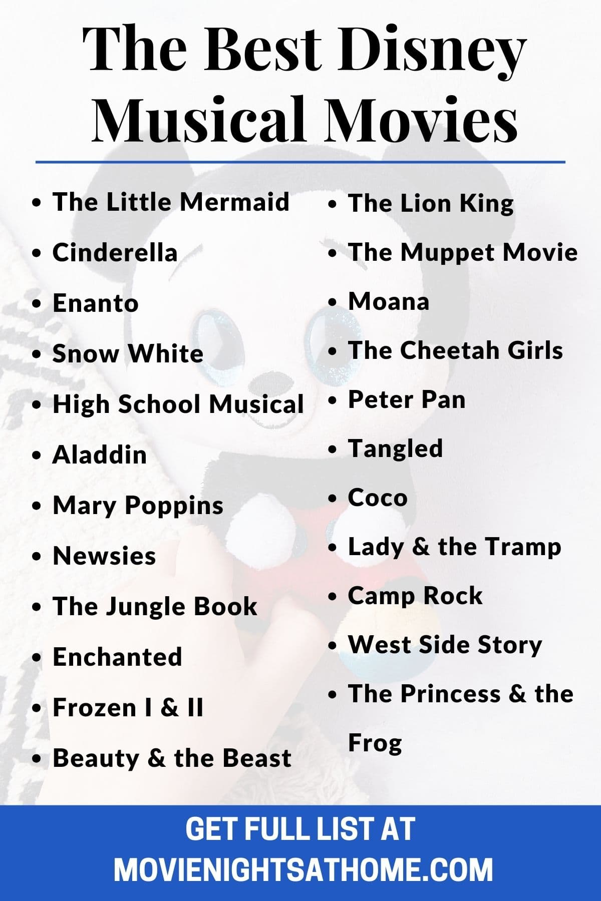 infographic with several Disney musical movies listed