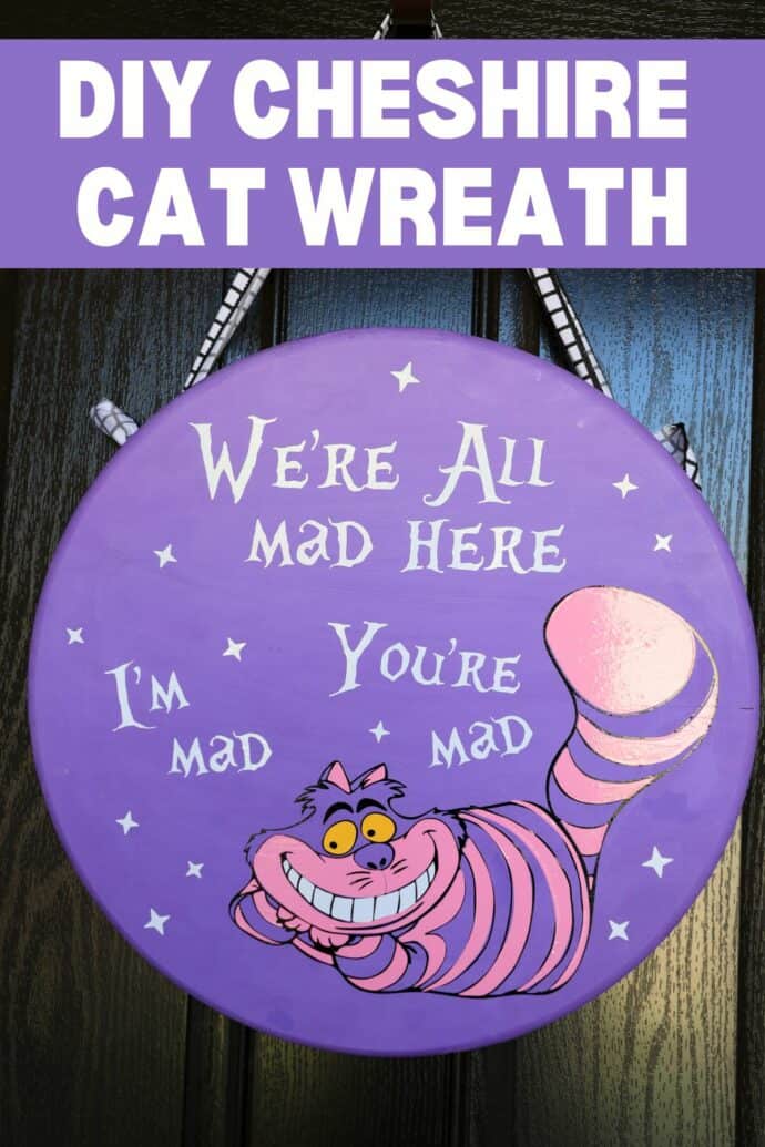 The finished Free DIY Cheshire Cat Wreath