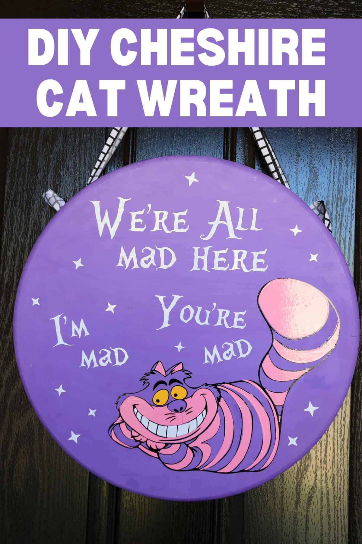 The finished Free DIY Cheshire Cat Wreath 