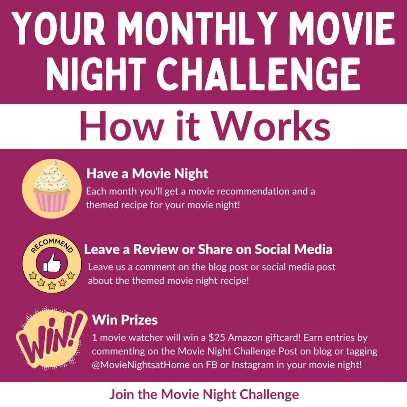 Join the free monthly movie night challenge march 2024