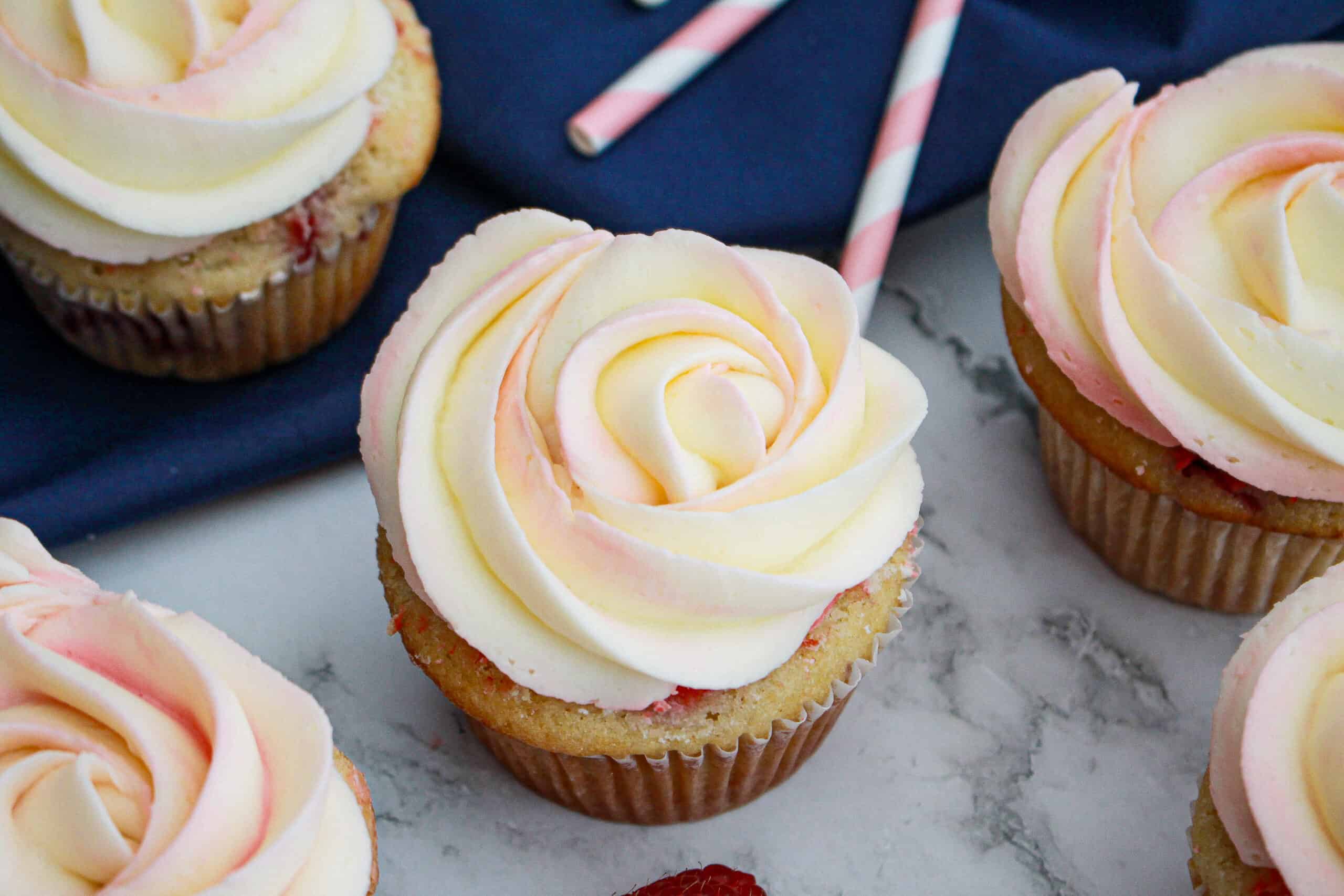 raspberry white chocolate buttercream cupcakes
